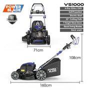 PowerBlade 22" 224cc Self-Propelled Lawn Mower, Electric Start, 7 Height, Steel Deck, Deck Wash Port, OHV V219-MOWSPRPB22EA