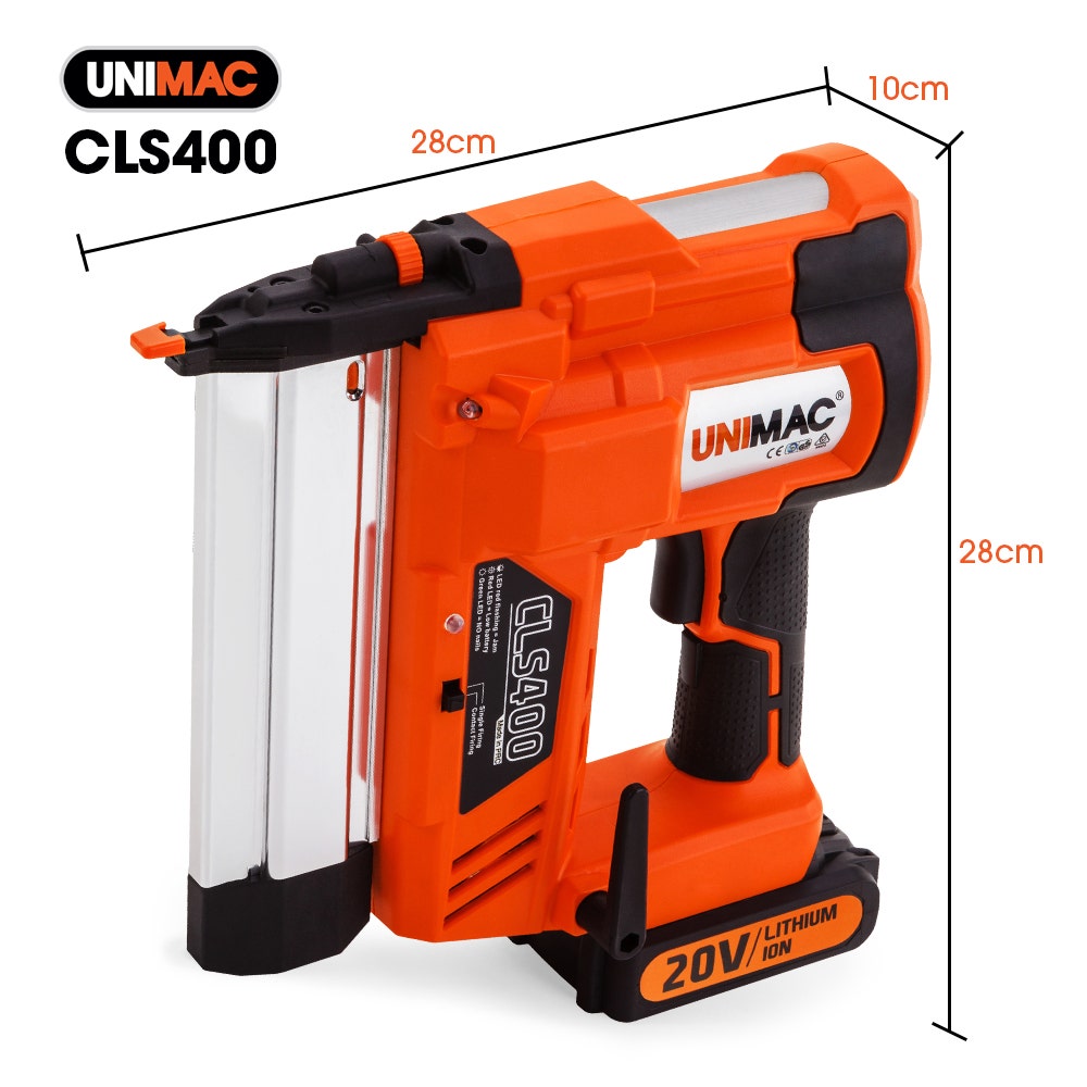 UNIMAC CLS400 20-50mm 16ga Finishing Nail Gun, Cordless 20V Lithium Nailer Kit V219-NALCLSUMCA4C0