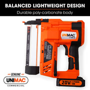 UNIMAC CLS400 20-50mm 16ga Finishing Nail Gun, Cordless 20V Lithium Nailer Kit V219-NALCLSUMCA4C0