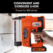UNIMAC CLS400 20-50mm 16ga Finishing Nail Gun, Cordless 20V Lithium Nailer Kit V219-NALCLSUMCA4C0