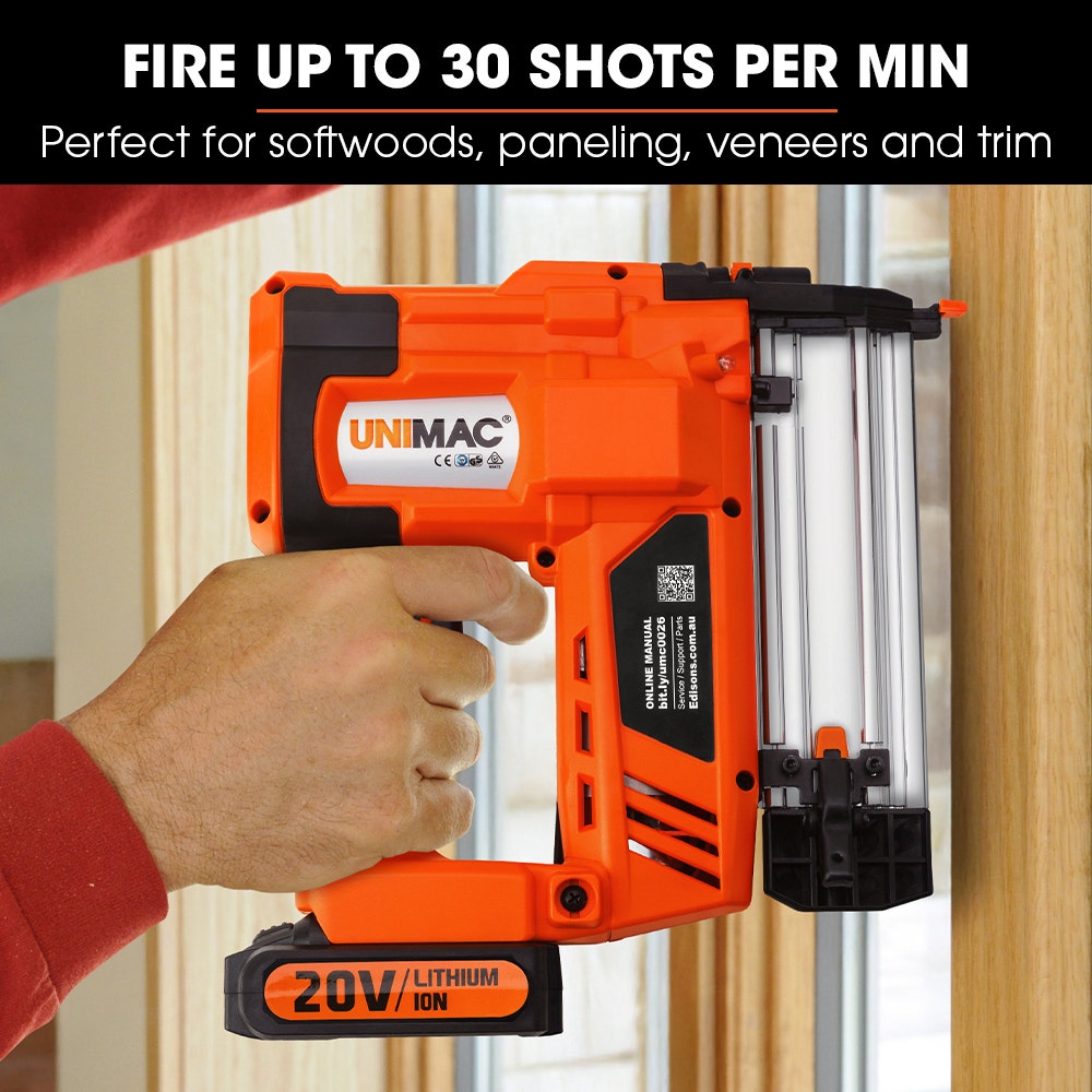 UNIMAC CLS400 20-50mm 16ga Finishing Nail Gun, Cordless 20V Lithium Nailer Kit V219-NALCLSUMCA4C0