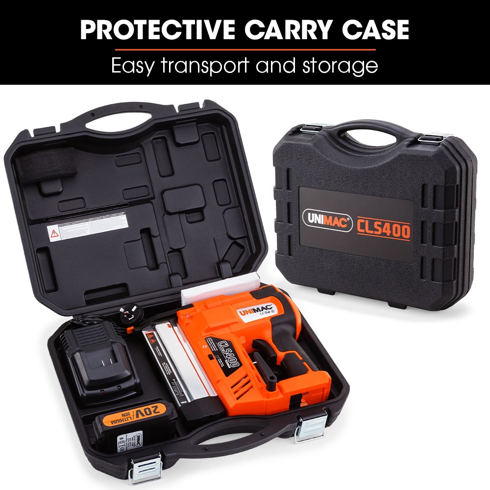 UNIMAC CLS400 20-50mm 16ga Finishing Nail Gun, Cordless 20V Lithium Nailer Kit V219-NALCLSUMCA4C0