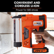 UNIMAC CLS500 15-50mm 18ga 2-in-1 Stapler/Brad Nail Gun, Cordless 20V Lithium Nailer V219-NALCLSUMCA5C0