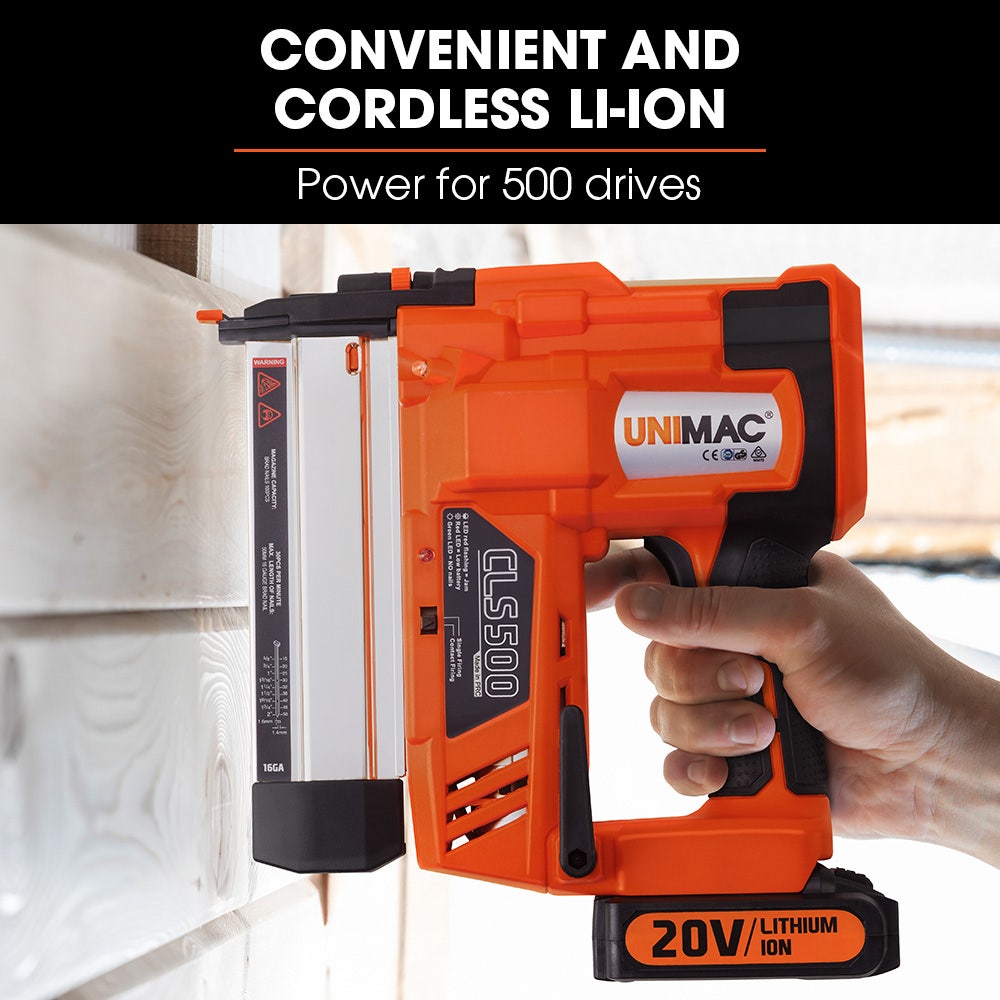 UNIMAC CLS500 15-50mm 18ga 2-in-1 Stapler/Brad Nail Gun, Cordless 20V Lithium Nailer V219-NALCLSUMCA5C0