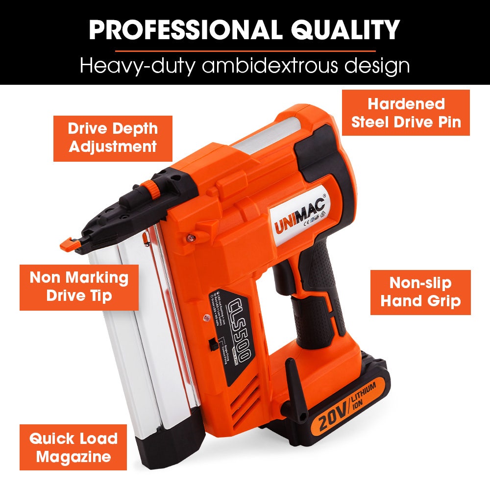 UNIMAC CLS500 15-50mm 18ga 2-in-1 Stapler/Brad Nail Gun, Cordless 20V Lithium Nailer V219-NALCLSUMCA5C0