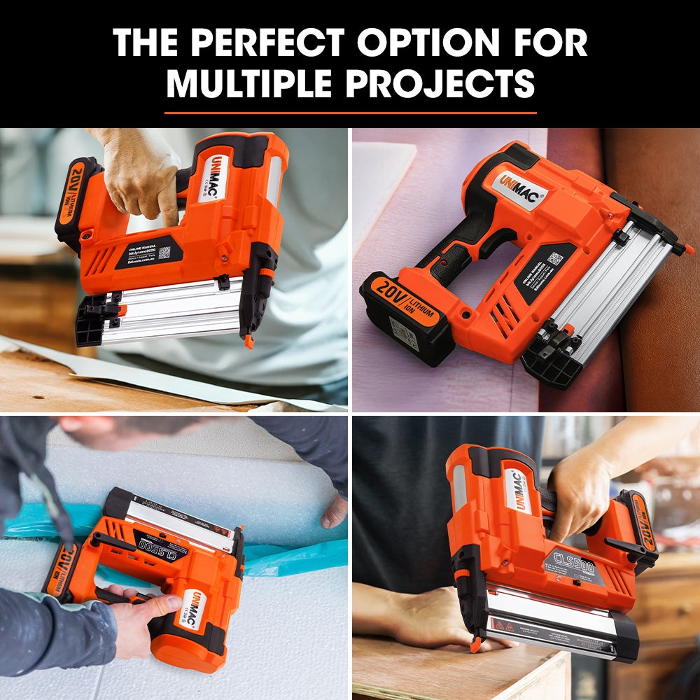 UNIMAC CLS500 15-50mm 18ga 2-in-1 Stapler/Brad Nail Gun, Cordless 20V Lithium Nailer V219-NALCLSUMCA5C0