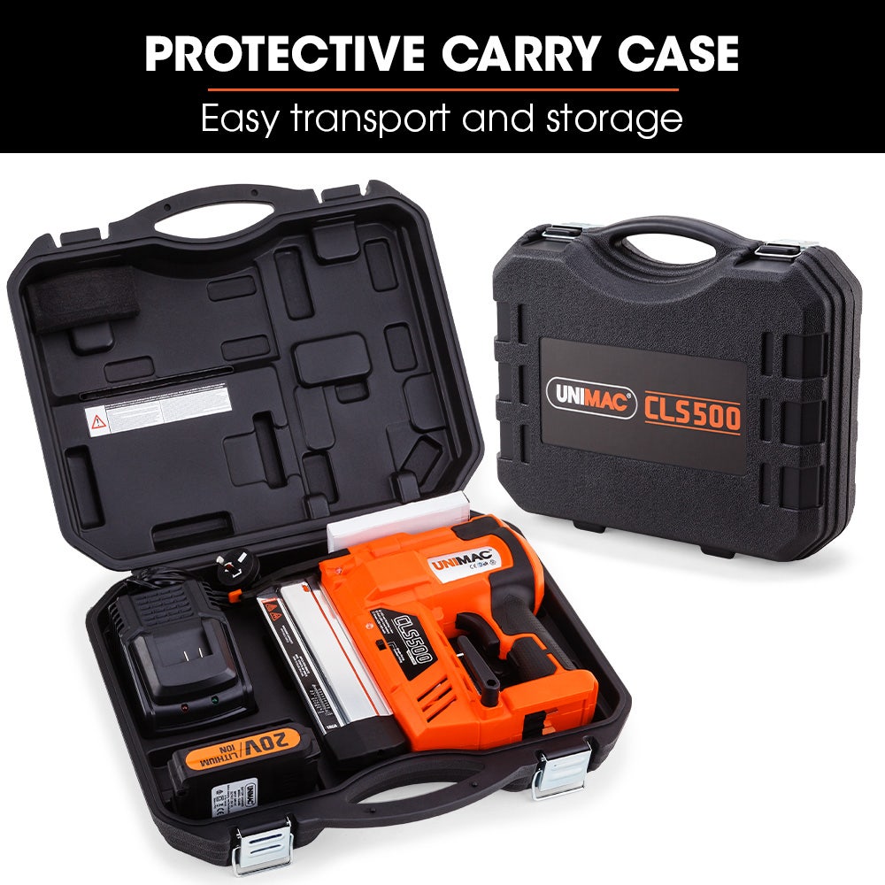 UNIMAC CLS500 15-50mm 18ga 2-in-1 Stapler/Brad Nail Gun, Cordless 20V Lithium Nailer V219-NALCLSUMCA5C0