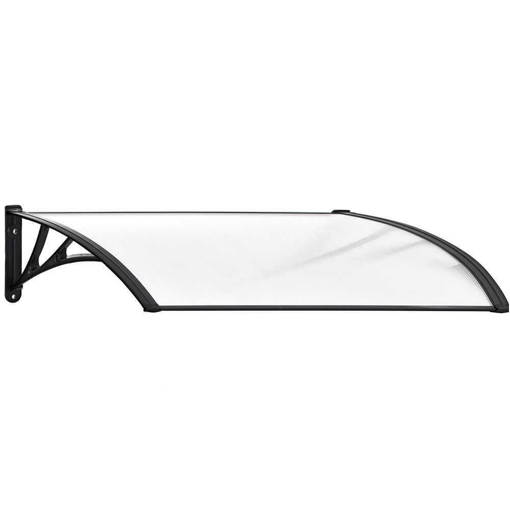 SHADE SHIELD 1x1m Aluminium Exterior Awning, Black DIY External UV Rain Protection Clear Polycarbonate Canopy V219-OAWFIXSS11CA