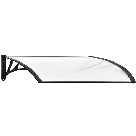 SHADE SHIELD 1x1m Aluminium Exterior Awning, Black DIY External UV Rain Protection Clear Polycarbonate Canopy V219-OAWFIXSS11CA