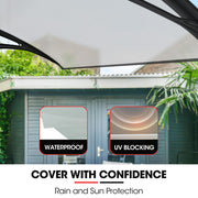 SHADE SHIELD 1x1m Aluminium Exterior Awning, Black DIY External UV Rain Protection Clear Polycarbonate Canopy V219-OAWFIXSS11CA