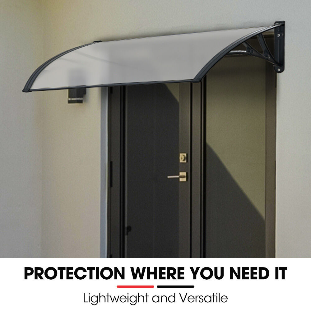 SHADE SHIELD 1x1m Aluminium Exterior Awning, Black DIY External UV Rain Protection Clear Polycarbonate Canopy V219-OAWFIXSS11CA