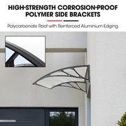 SHADE SHIELD 1x1m Aluminium Exterior Awning, Black DIY External UV Rain Protection Clear Polycarbonate Canopy V219-OAWFIXSS11CA