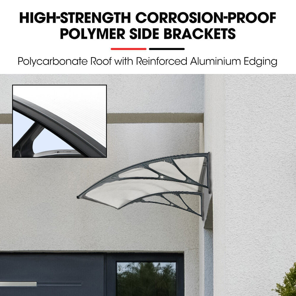 SHADE SHIELD 1x1m Aluminium Exterior Awning, Black DIY External UV Rain Protection Clear Polycarbonate Canopy V219-OAWFIXSS11CA
