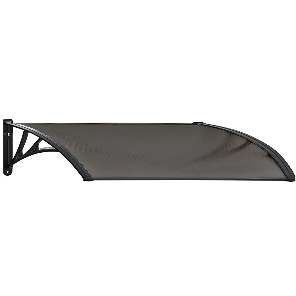 SHADE SHIELD 1x1m Aluminium Exterior Awning, Black DIY External UV Rain Protection Grey Tinted Polycarbonate V219-OAWFIXSS11GA