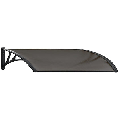 SHADE SHIELD 1x1m Aluminium Exterior Awning, Black DIY External UV Rain Protection Grey Tinted Polycarbonate V219-OAWFIXSS11GA