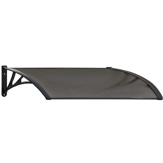 SHADE SHIELD 1x1m Aluminium Exterior Awning, Black DIY External UV Rain Protection Grey Tinted Polycarbonate V219-OAWFIXSS11GA