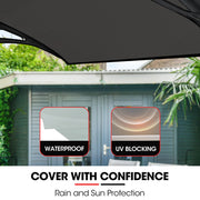 SHADE SHIELD 1x1m Aluminium Exterior Awning, Black DIY External UV Rain Protection Grey Tinted Polycarbonate V219-OAWFIXSS11GA