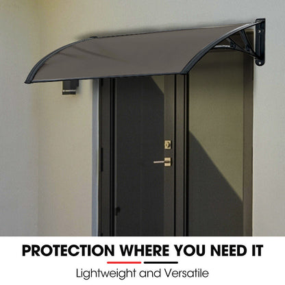 SHADE SHIELD 1x1m Aluminium Exterior Awning, Black DIY External UV Rain Protection Grey Tinted Polycarbonate V219-OAWFIXSS11GA