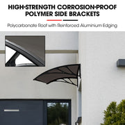 SHADE SHIELD 1x1m Aluminium Exterior Awning, Black DIY External UV Rain Protection Grey Tinted Polycarbonate V219-OAWFIXSS11GA
