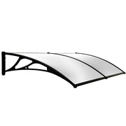 SHADE SHIELD 2x1m Aluminium Exterior Awning, Black DIY External UV Rain Protection Clear Polycarbonate Canopy V219-OAWFIXSS21CA