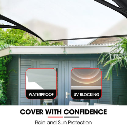 SHADE SHIELD 2x1m Aluminium Exterior Awning, Black DIY External UV Rain Protection Clear Polycarbonate Canopy V219-OAWFIXSS21CA