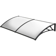 SHADE SHIELD 2x1m Aluminium Exterior Awning, Black DIY External UV Rain Protection Clear Polycarbonate Canopy V219-OAWFIXSS21CA
