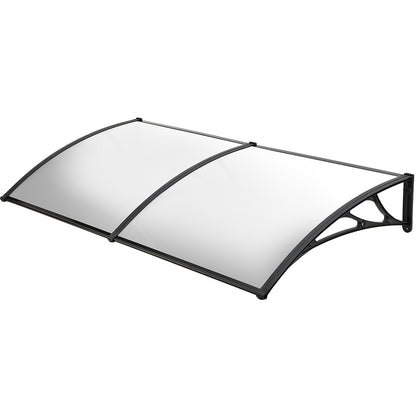 SHADE SHIELD 2x1m Aluminium Exterior Awning, Black DIY External UV Rain Protection Clear Polycarbonate Canopy V219-OAWFIXSS21CA
