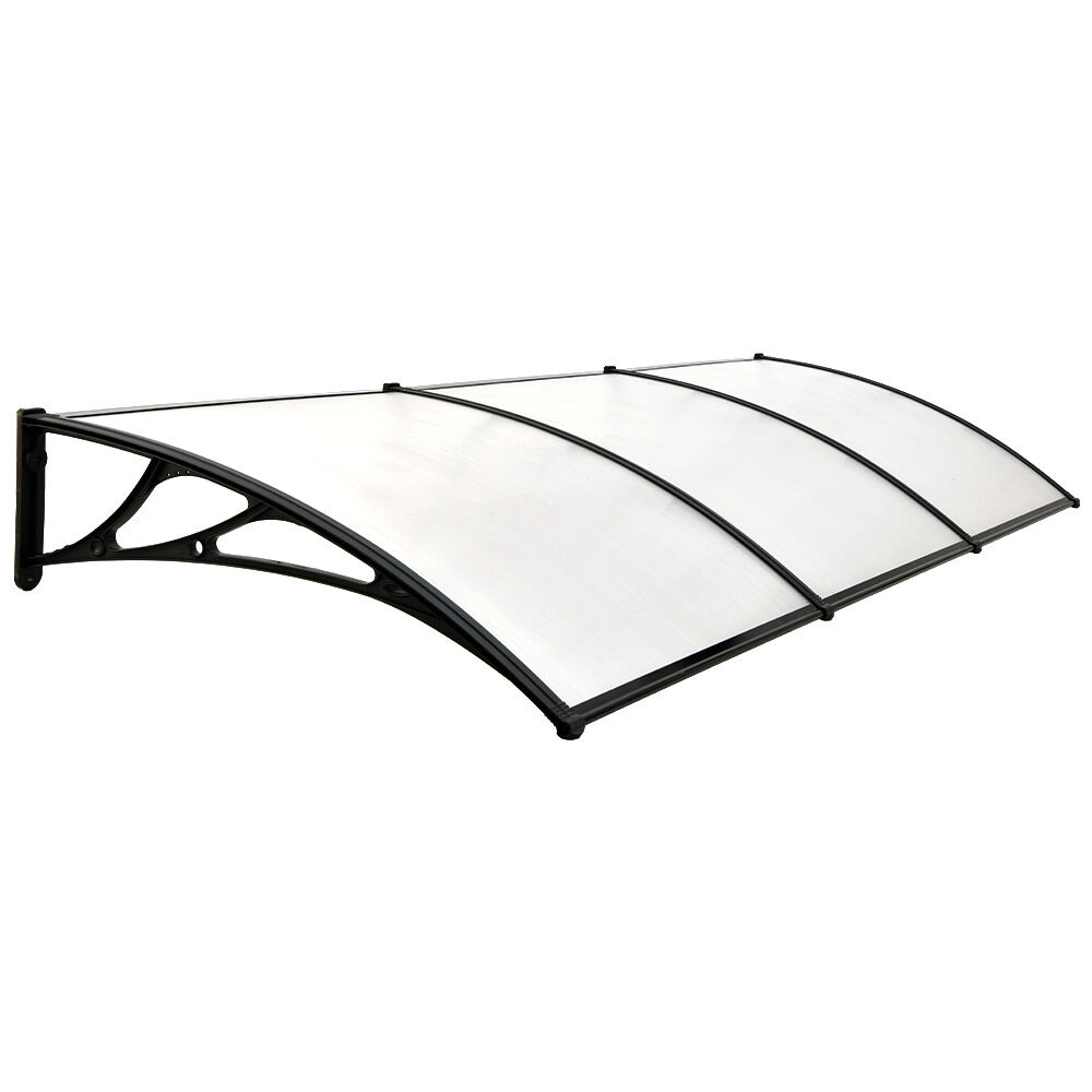 SHADE SHIELD 3x1m Aluminium Exterior Awning, Black DIY External UV Rain Protection Clear Polycarbonate Canopy V219-OAWFIXSS31CA
