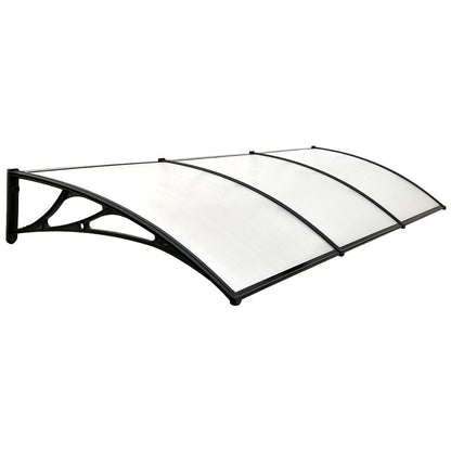 SHADE SHIELD 3x1m Aluminium Exterior Awning, Black DIY External UV Rain Protection Clear Polycarbonate Canopy V219-OAWFIXSS31CA