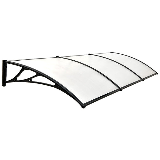 SHADE SHIELD 3x1m Aluminium Exterior Awning, Black DIY External UV Rain Protection Clear Polycarbonate Canopy V219-OAWFIXSS31CA