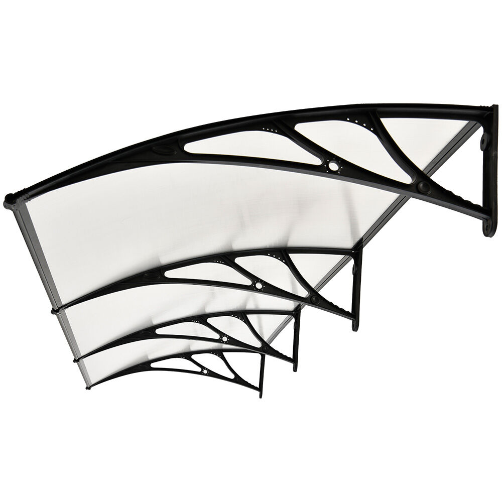 SHADE SHIELD 3x1m Aluminium Exterior Awning, Black DIY External UV Rain Protection Clear Polycarbonate Canopy V219-OAWFIXSS31CA