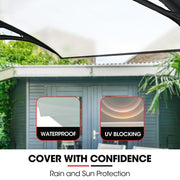 SHADE SHIELD 3x1m Aluminium Exterior Awning, Black DIY External UV Rain Protection Clear Polycarbonate Canopy V219-OAWFIXSS31CA