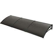 SHADE SHIELD 3x1m Aluminium Exterior Awning, Black DIY External UV Rain Protection Grey Tinted Polycarbonate V219-OAWFIXSS31GA