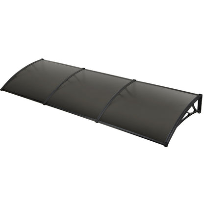 SHADE SHIELD 3x1m Aluminium Exterior Awning, Black DIY External UV Rain Protection Grey Tinted Polycarbonate V219-OAWFIXSS31GA
