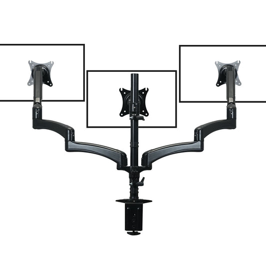 FORTIA Triple Computer Monitor Mount Stand for Desk with 3 Adjustable Arm Holder for 15 to 32 inch Displays V219-OFFCMSFO3X1A