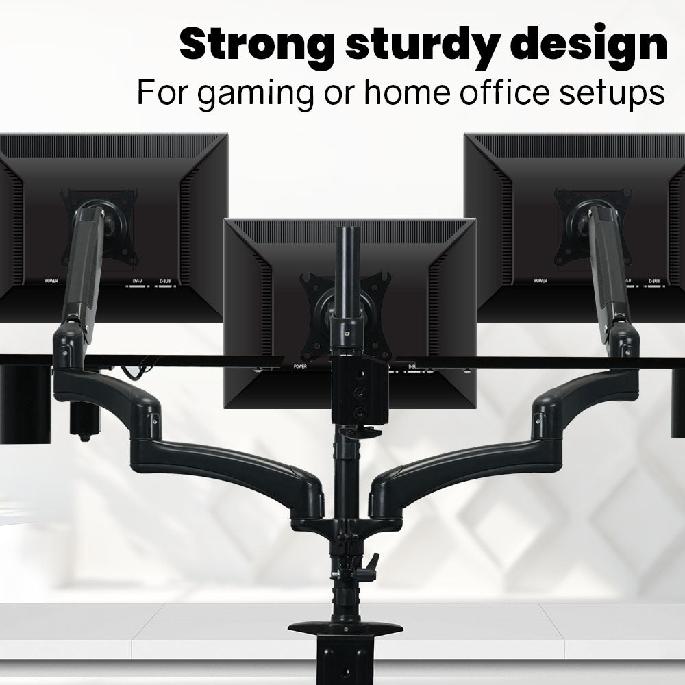FORTIA Triple Computer Monitor Mount Stand for Desk with 3 Adjustable Arm Holder for 15 to 32 inch Displays V219-OFFCMSFO3X1A