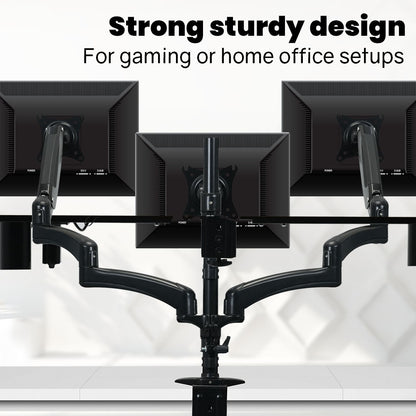 FORTIA Triple Computer Monitor Mount Stand for Desk with 3 Adjustable Arm Holder for 15 to 32 inch Displays V219-OFFCMSFO3X1A