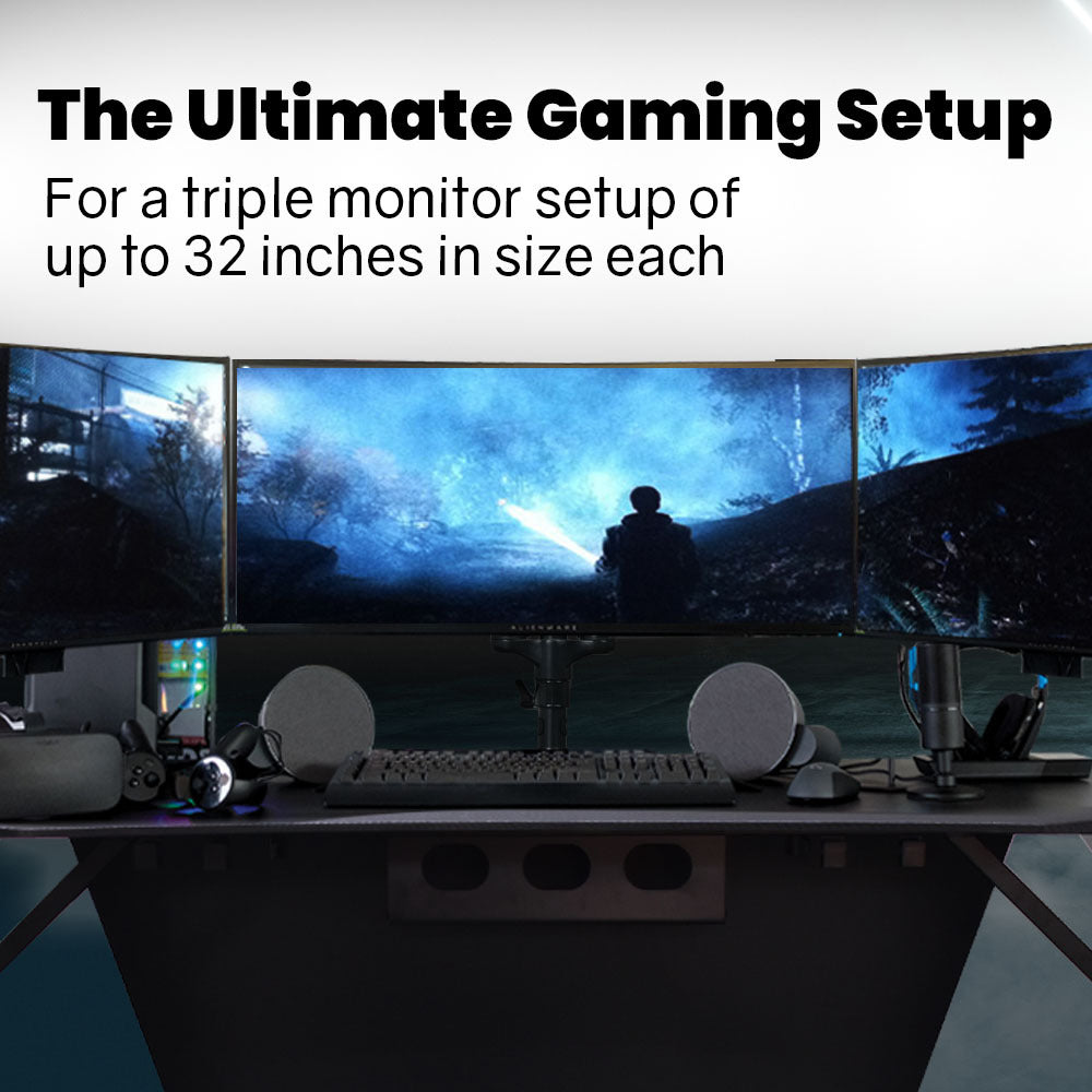 FORTIA Triple Computer Monitor Mount Stand for Desk with 3 Adjustable Arm Holder for 15 to 32 inch Displays V219-OFFCMSFO3X1A