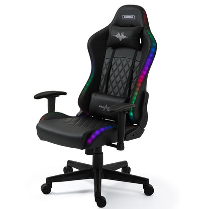 Overdrive Gaming Chair, with Bluetooth Speakers, RGB LED Lights, Reclining Game Armchair, Black V219-OFFGCROV5BKA