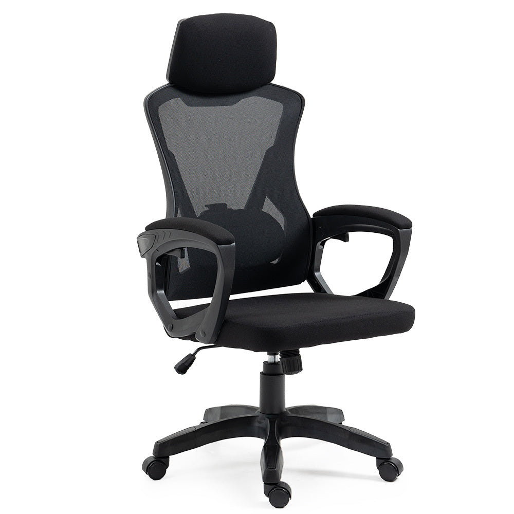 FORTIA Ergonomic Office Desk Chair, Height Adjustable Lumbar Support, Mesh Fabric, Headrest, Black V219-OFFOCRFOE1KA