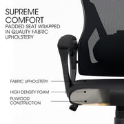 FORTIA Ergonomic Office Desk Chair, Height Adjustable Lumbar Support, Mesh Fabric, Headrest, Black V219-OFFOCRFOE1KA