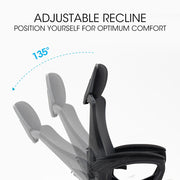 FORTIA Ergonomic Office Desk Chair, Height Adjustable Lumbar Support, Mesh Fabric, Headrest, Black V219-OFFOCRFOE1KA