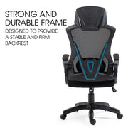 FORTIA Ergonomic Office Desk Chair, Height Adjustable Lumbar Support, Mesh Fabric, Headrest, Black V219-OFFOCRFOE1KA
