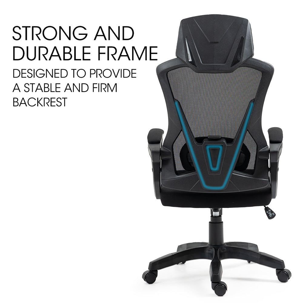 FORTIA Ergonomic Office Desk Chair, Height Adjustable Lumbar Support, Mesh Fabric, Headrest, Black V219-OFFOCRFOE1KA