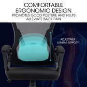 FORTIA Ergonomic Office Desk Chair, Height Adjustable Lumbar Support, Mesh Fabric, Headrest, Black V219-OFFOCRFOE1KA