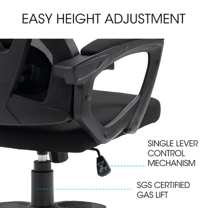 FORTIA Ergonomic Office Desk Chair, Height Adjustable Lumbar Support, Mesh Fabric, Headrest, Black V219-OFFOCRFOE1KA