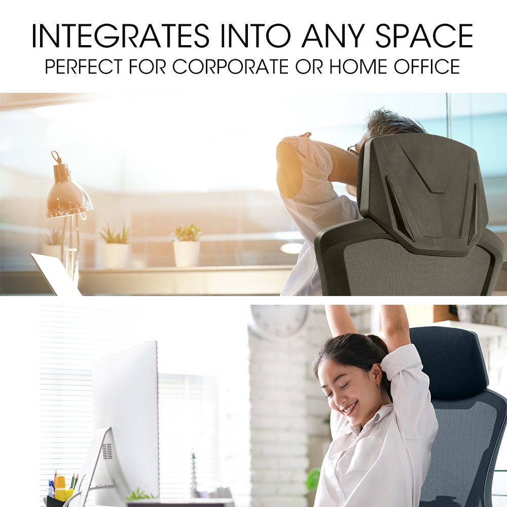FORTIA Ergonomic Office Desk Chair, Height Adjustable Lumbar Support, Mesh Fabric, Headrest, Black V219-OFFOCRFOE1KA