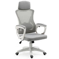 FORTIA Ergonomic Mesh Office Chair Computer Seat with Headrest Adjustable Recline, White/Grey V219-OFFOCRFOE1WA