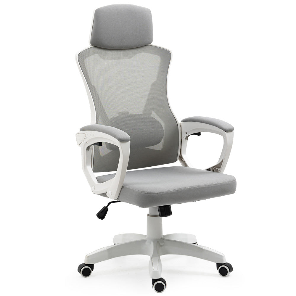FORTIA Ergonomic Mesh Office Chair Computer Seat with Headrest Adjustable Recline, White/Grey V219-OFFOCRFOE1WA