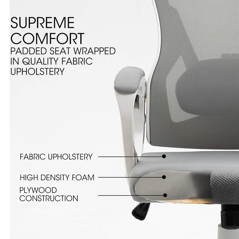 FORTIA Ergonomic Mesh Office Chair Computer Seat with Headrest Adjustable Recline, White/Grey V219-OFFOCRFOE1WA